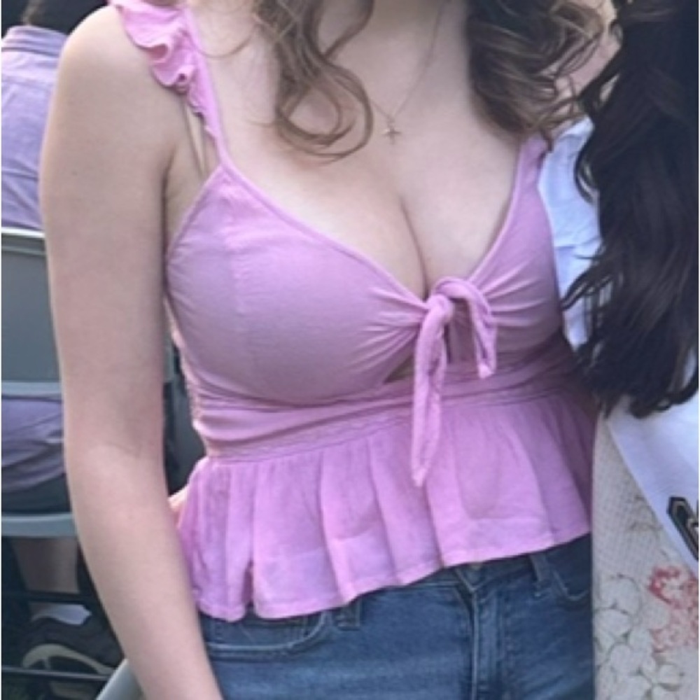Patrons of Peace Lavender Tie-Front Crop Top